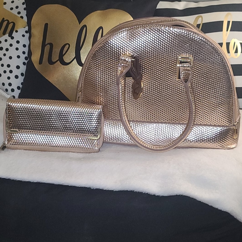 Womens rose gold small carry bag